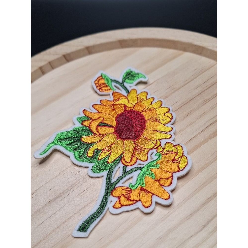 Embroidered Sunflower Iron-On Patch - Yellow & Green